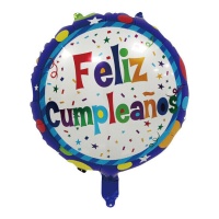 Palloncino di Buon Compleanno con stelle e coriandoli colorati di 45 cm