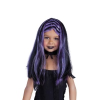 Parrucca nera con riflessi viola per bambini