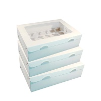 Scatola per 24 mini cupcake bianchi 33 x 25 x 7,5 cm - Pastkolor - 5 unità