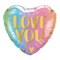 Palloncino cuore multicolore Love You 43 cm