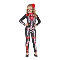 Costume Catrina rosso e nero da bambina