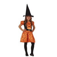 Costume strega zucca arancione da bambina