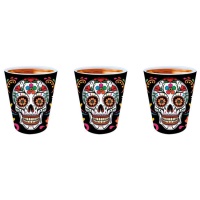 6 cm PVC Day of the Dead Shot Glasses - Guirca - 3 unità