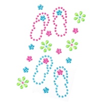 Gioielli per il corpo e sandali con fiori adesivi in colori assortiti