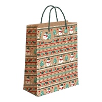 Sacchetto regalo di 60 x 45 x 12 cm in kraft con figure natalizie - 1 unità