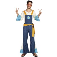 Costume Hippie con tuta blu per uomo