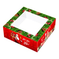 Scatola per dolci decorata Babbo Natale 20 x 20 x 7,5 cm - 1 unità