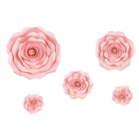 Fiori decorativi di carta rosa - 5 pz.