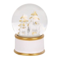 Globo di neve con abeti innevati dorati 9,8 x 13,2 cm - 1 pz.