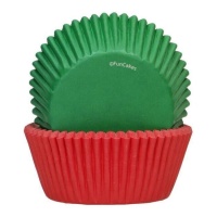 Capsule per cupcake rosse e verdi - FunCakes - 48 pezzi.