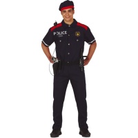 Costume da poliziotto blu e rosso per uomo