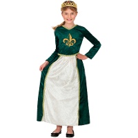 Costume da dama medievale verde Fiona per bambini