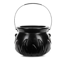 Calderone da strega con fuoco nero di 18 x 13,5 cm
