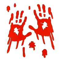 Decorazione adesiva per finestra in gel a forma di mano insanguinata