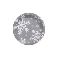 Piatto argentato con fiocchi di neve 18 cm - 8 unità