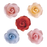 Decorazioni di zucchero rose colorate da 4 cm - Dekora - 36 unità