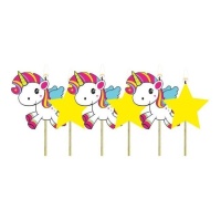 Candele Unicorno e stella 6 cm - 6 pezzi