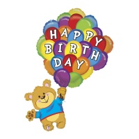 Palloncino orsacchiotto Happy Birthday da 107 cm - Grabo