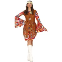 Costume hippie multicolore con frange per donna