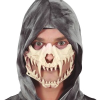 Maschera di teschio con zanne a mezzo viso