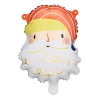 Palloncino a forma di testa di Babbo Natale 26 x 31 cm - PartyDeco