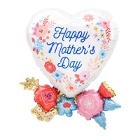Palloncino cuore con fiori per la festa della mamma 58 x 76 cm - Anagramma