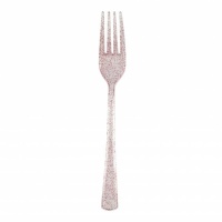 Forchette rosa con glitter 18,5 cm - 18 unità