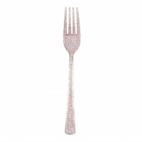 Forchette glitterate rosa 18,5 cm - 18 pezzi.