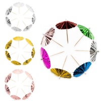 Plettri metallici colorati a forma di ombrello da 10 cm - 10 pz.