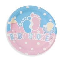 Piatti per torta Baby Shower 19 cm - 8 pezzi.