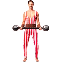 Costume da forzuto rosso e bianco per uomo