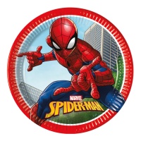 Piatti Spiderman in città 23 cm - 8 pezzi.