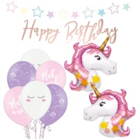 Confezione di decorazioni per feste Unicorno - 10 pezzi