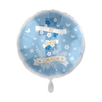 Palloncino di Comunione blu con farfalle di 43 cm