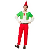 Costume da gnomo rosso e verde per uomo