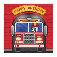 Tovaglioli Happy Birthday Firefighter 16,5 x 16,5 cm - 16 pz.