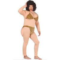 Costume da drag in bikini leopardato per uomo