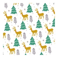 Scatola per dolci o cupcakes con renne e alberi di 17,5 x 17,5 x 8,5 cm