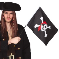 Bandiera dei pirati con astina da 42 x 30 cm