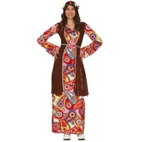 Costume hippie multicolore con gilet per donna