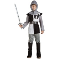 Costume da guerriero medievale in bianco e nero per bambini