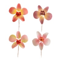Decorazione orchidea colorata 7,6 cm - Dekora - 20 pz.