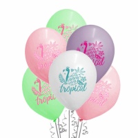 Palloncini Tropical in lattice colori assortiti da 30 cm - Globos Payaso - 25 unità