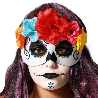 Maschera di Catrina con fiori