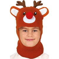 Cappello di renna in effetto lana con naso e corna