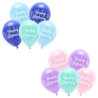 Palloncini in lattice Happy Birthday stelle 26 cm - 5 pz.