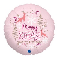 Palloncino Merry Xmas 46 cm rosa - Grabo
