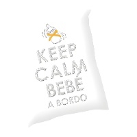 Cuscino bianco BEBÉ A BORDO con fiocco arancione