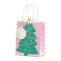 Borsa regalo con abete di Natale 20,5 x 14 x 8 cm