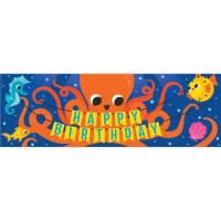 Murale decorativo Happy Birthday Animali marini - 1,52 m